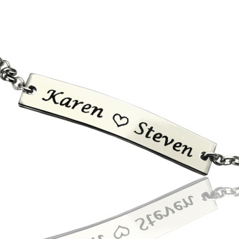 Engraved Name Bar Bracelet For Her Sterling Silver Engraved Name Bar Bracelet For Her Sterling Silver