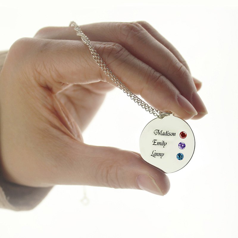 Personalised family tree birthstone pendant necklace