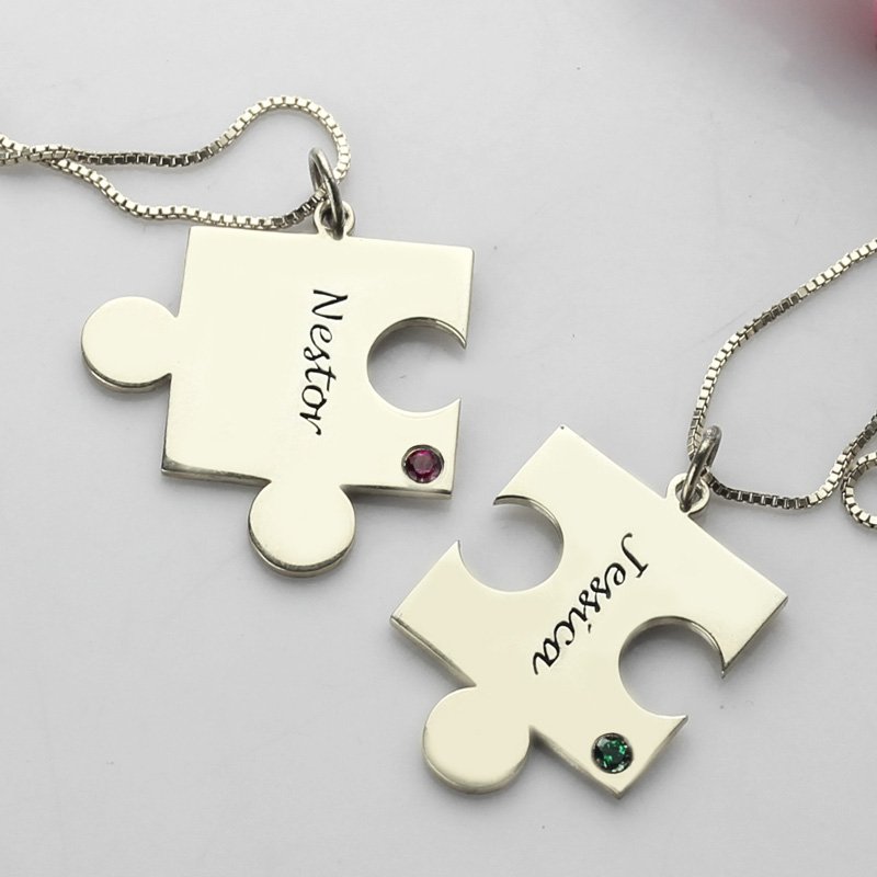 Engraved Puzzle Necklace for Couples Engraved puzzle necklace product image