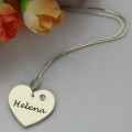 Sterling silver heart name necklace with optional birthstone, product view