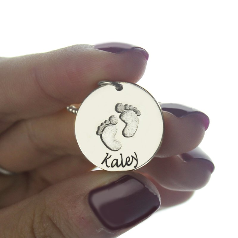 Personalised Baby Footprints Name Necklace Personalised baby footprints name necklace product view