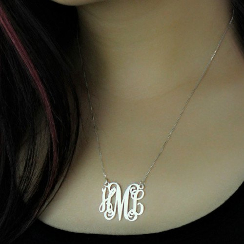 Monogram Initial Necklace Alternate View Personalised monogram initial necklace alternate view