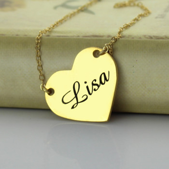 Stamped Heart Love Necklaces with Name 18ct Gold Plated Stamped Heart Love Necklaces with Name 18ct Gold Plated