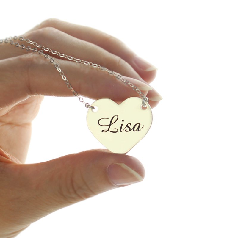 Stamped Heart Name Necklace View Personalised stamped heart name necklace product view