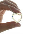 Personalised double name open heart necklace with birthstone