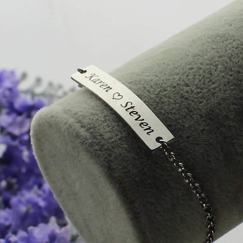 Personalised Name Bar Bracelet Personalised name bar bracelet with heart engraving