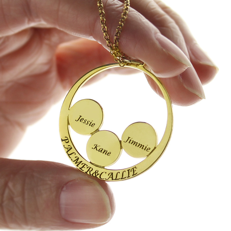 Mother's Family Name Pendant in Gold Personalised mother's family name pendant necklace