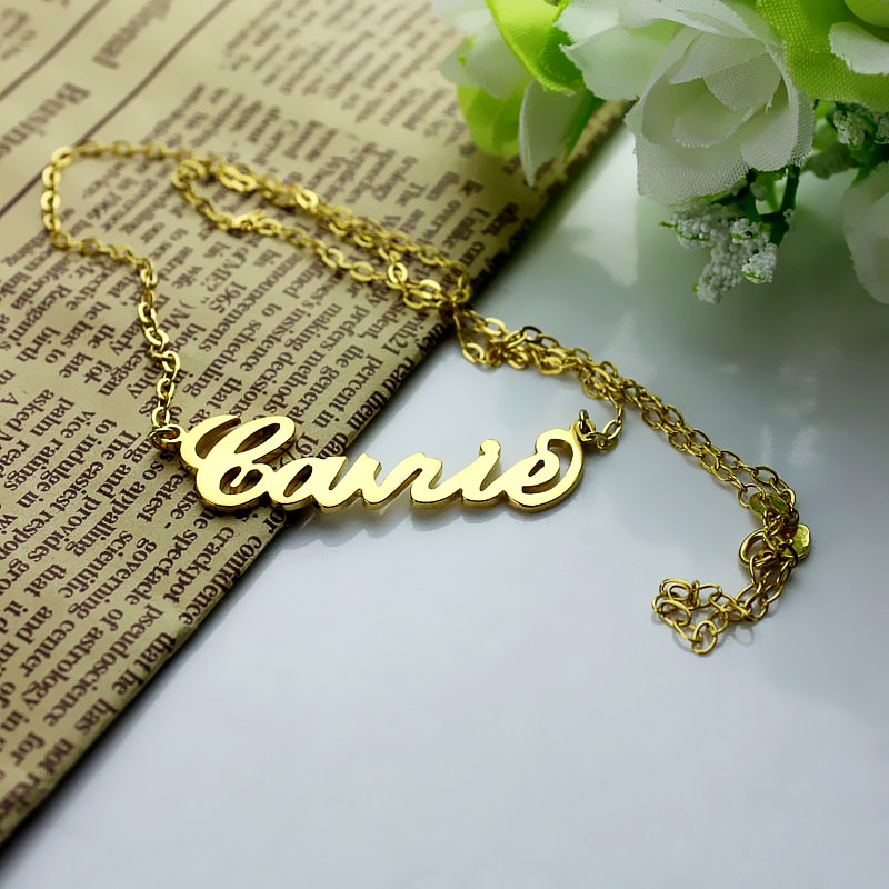 Personalised Carrie Name Necklace in 18ct Solid Gold Personalised Carrie name necklace in 18ct solid gold