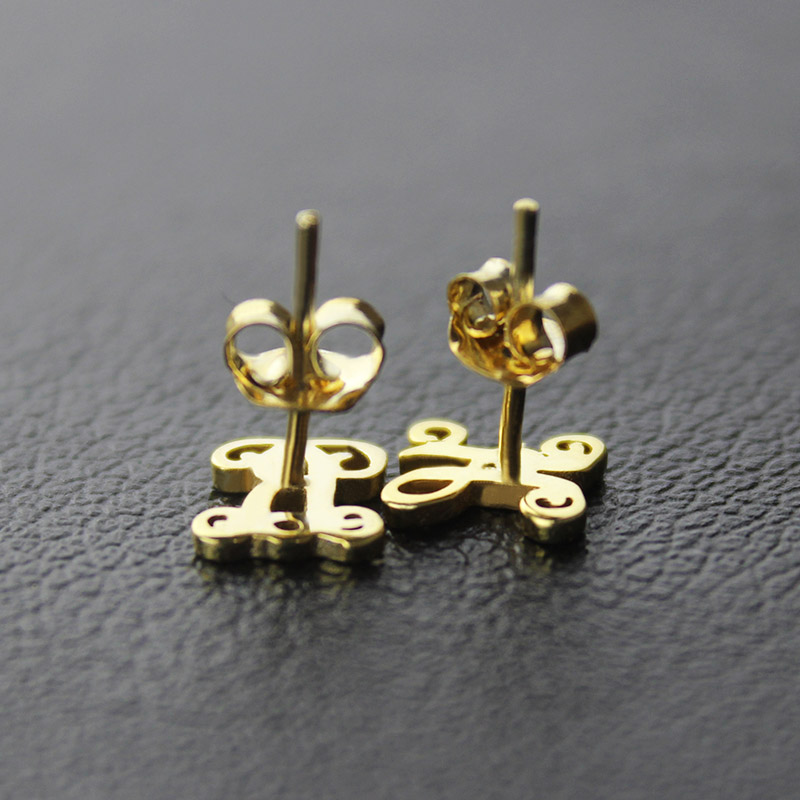 Single monogram stud earrings product gallery image
