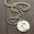 Engraved Baby Footprints Name Necklace Engraved baby footprints name necklace product view