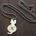 Tiny Cat Initial Pendant Necklace Personalised tiny cat initial pendant necklace, gallery view