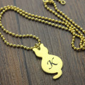 Gold over cat initial pendant necklace product image