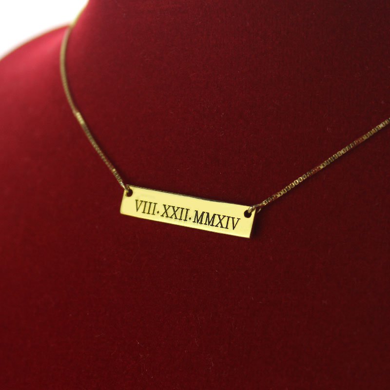 Personalised Roman Numeral Bar Necklace Personalised Roman numeral bar necklace product gallery image