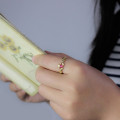Personalised modern Claddagh birthstone name ring view