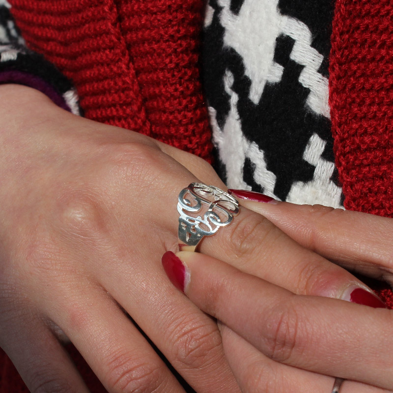 Personalised Hand-Drawn Monogram Ring Detail Personalised hand-drawn monogram ring detail image