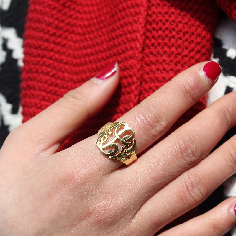 Personalised Hand Drawing Monogram Ring Personalised hand drawing monogram ring product image