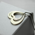 Double Heart Pendant with Names Sterling silver double heart pendant with names
