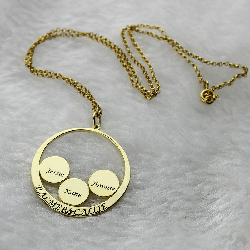 Mother's Family Name Pendant in Gold Personalised mother's family name pendant necklace