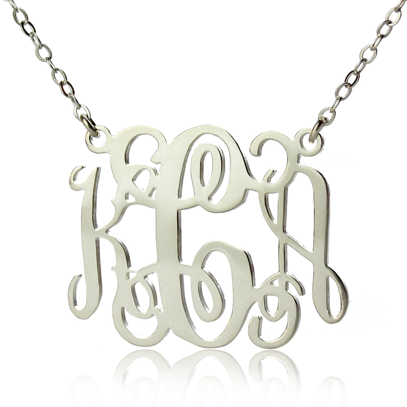 Personalised White Gold Monogram Necklace Personalised white gold monogram necklace