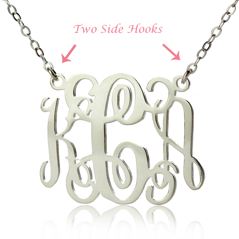 Personalised White Gold Monogram Necklace Personalised white gold monogram necklace image