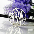 Personalised White Gold Circle Initial Monogram Necklace Personalised circle initial monogram necklace product image