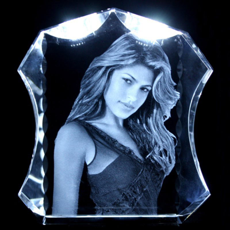 Irregular Shape B crystal with photo engraving