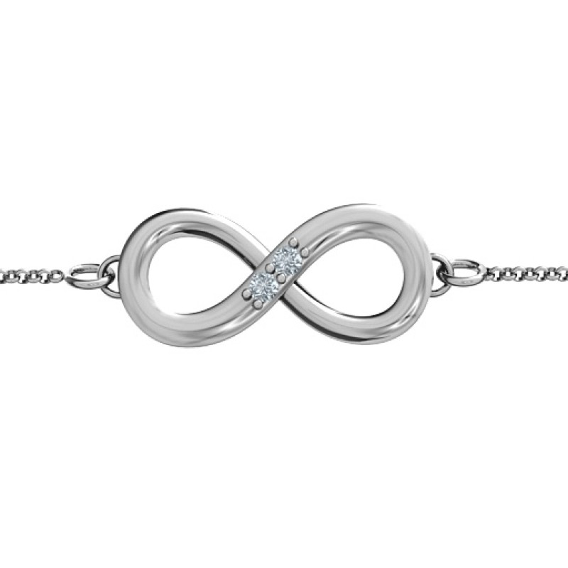 Personalised Twosome Infinity Bracelet Personalised Twosome Infinity Bracelet with two round stones