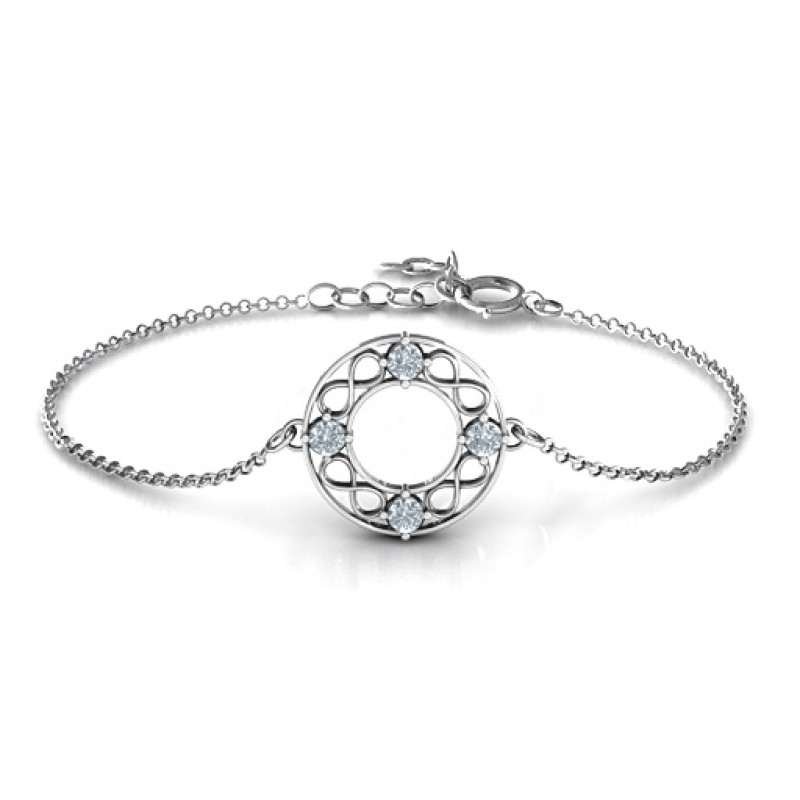 Personalised Circular Infinity Bracelet Personalised Circular Infinity Bracelet with four round stones