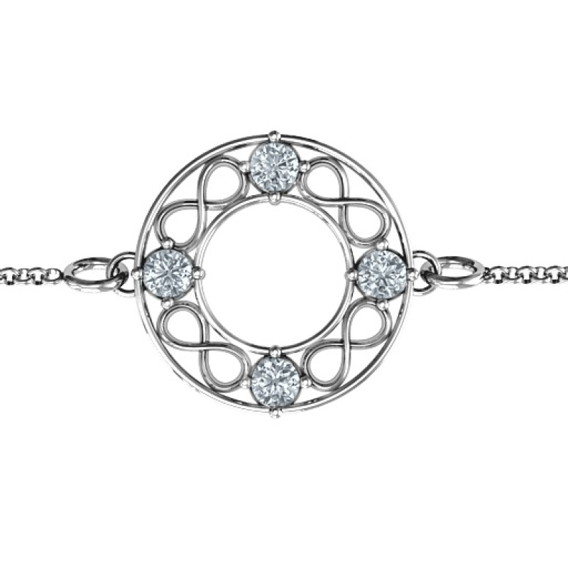 Personalised Circular Infinity Bracelet Personalised Circular Infinity Bracelet with four round stones