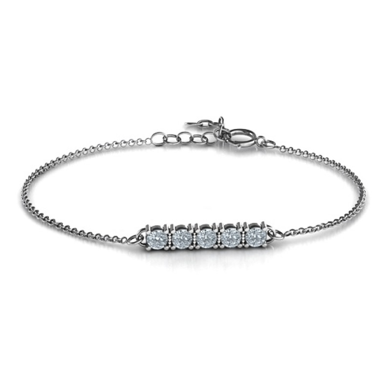 Personalised Classic 5 Birthstone Bracelet with five round stones