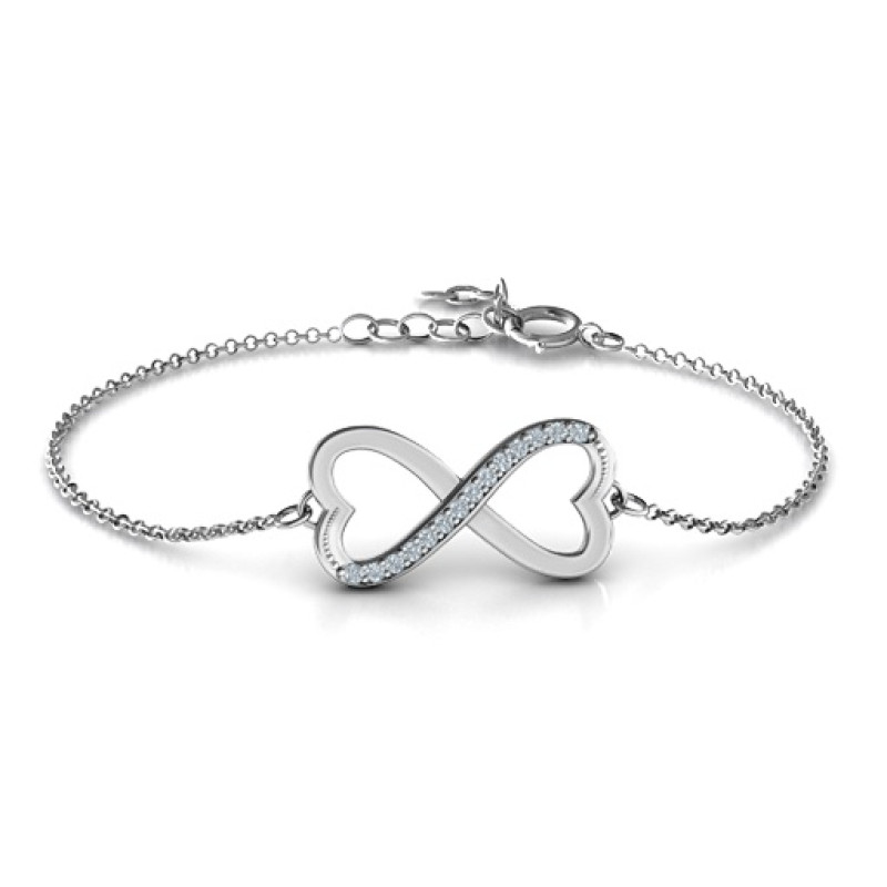 Personalised Double Heart Infinity Bracelet Personalised double heart infinity bracelet with accent stones