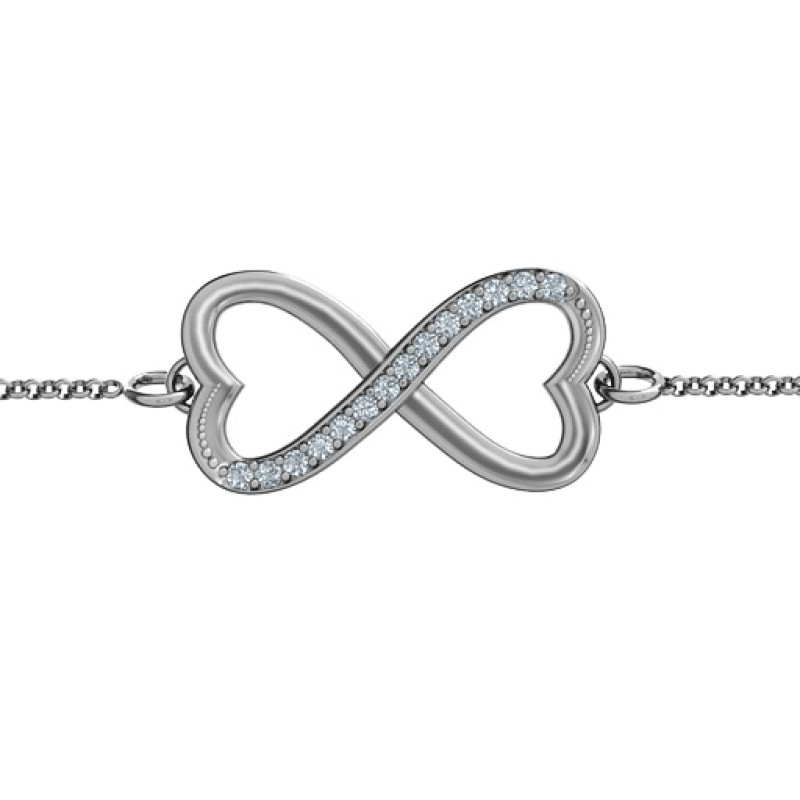 Personalised Double Heart Infinity Bracelet Personalised double heart infinity bracelet with accent stones