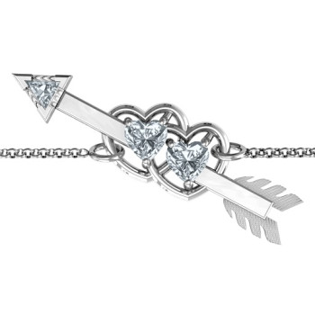 Double Heart with Arrow and Two Heart Stones Promise Bracelet Double Heart with Arrow and Two Heart Stones Promise Bracelet