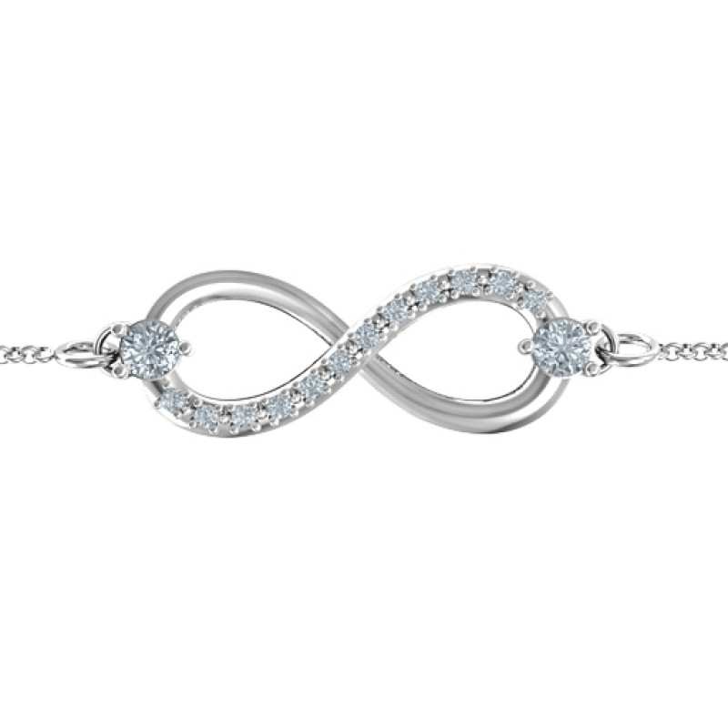 Personalised Double Stone Infinity Accent Bracelet Personalised Double Stone Infinity Accent Bracelet with birthstones