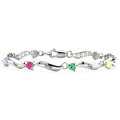 Personalised engraved bracelet with one to eight heart-cut stones