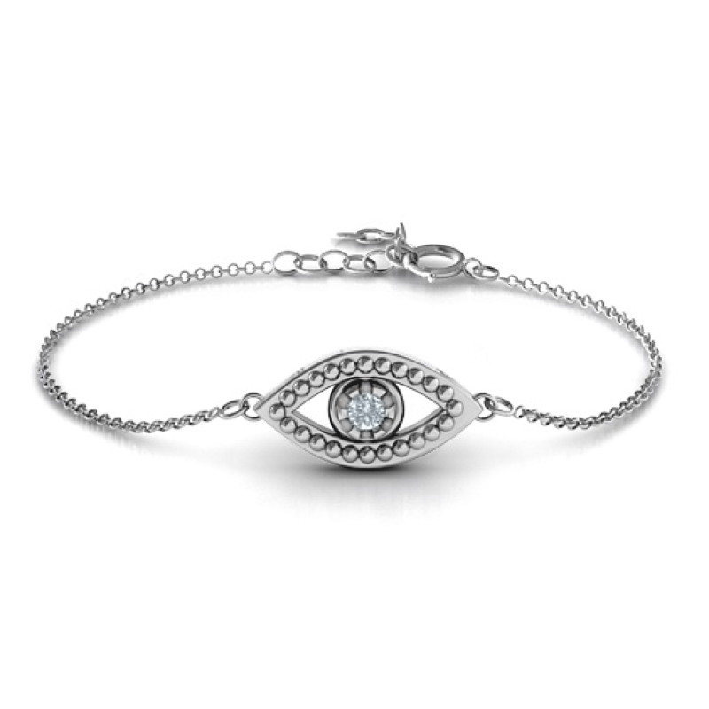 Personalised evil eye bracelet with a central stone