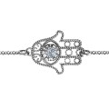 Personalised horizontal Hamsa bracelet with a round stone