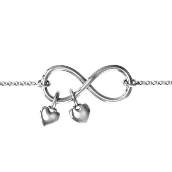 Infinity Promise Bracelet with Two Heart Charms Infinity Promise Bracelet with Two Heart Charms