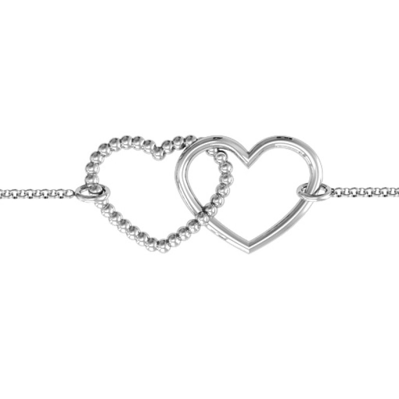 Personalised Opposites Attract Bracelet Personalised Opposites Attract bracelet with two interlocked hearts