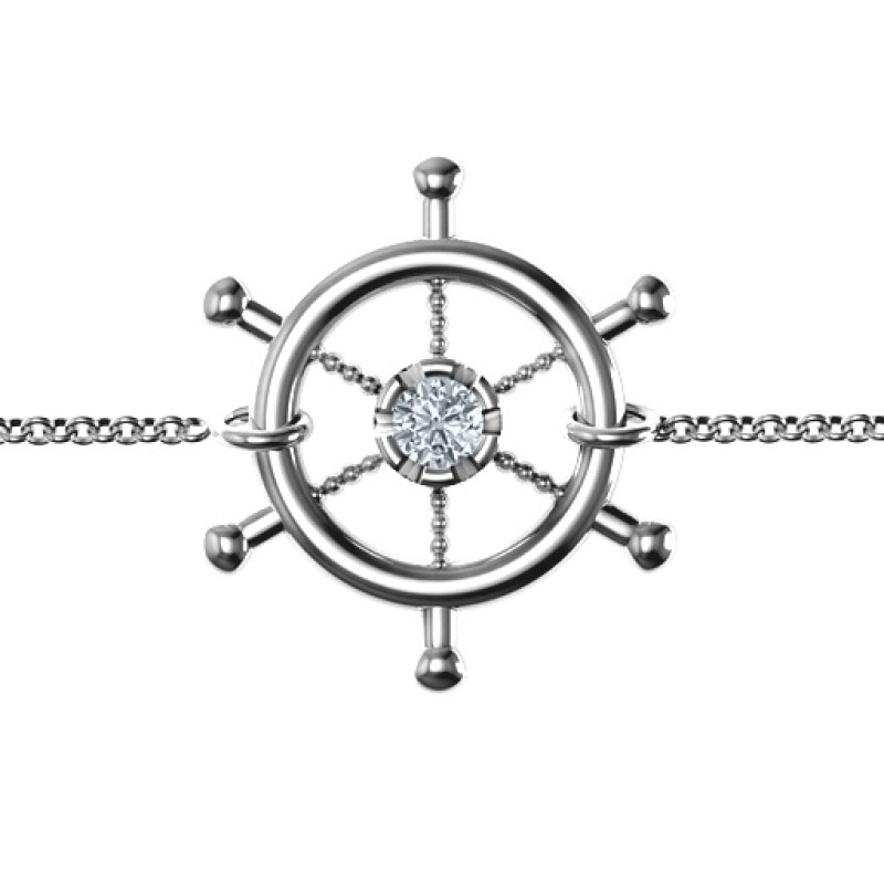 Personalised Ship's Wheel Bracelet Personalised Ship's Wheel Bracelet with round centre stone