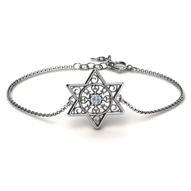 Personalised Star of David bracelet with a filigree centrepiece