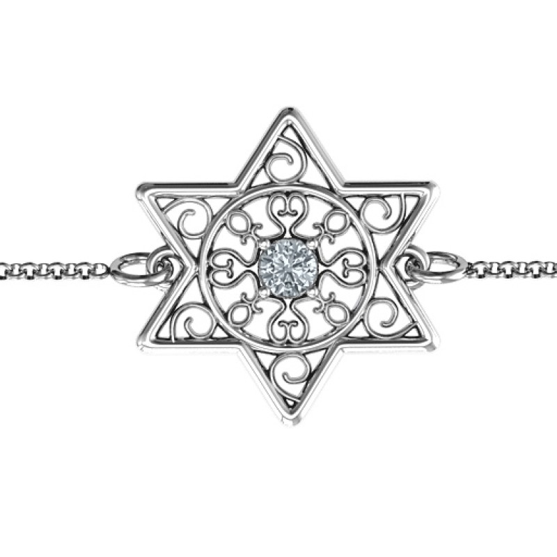 Personalised Star of David bracelet with a filigree centrepiece
