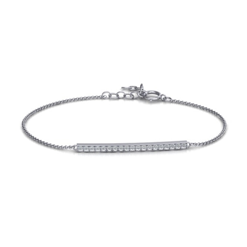 Sterling Silver Beaming Bar Bracelet with Cubic Zirconia Sterling silver beaming bar bracelet with cubic zirconia accent stones