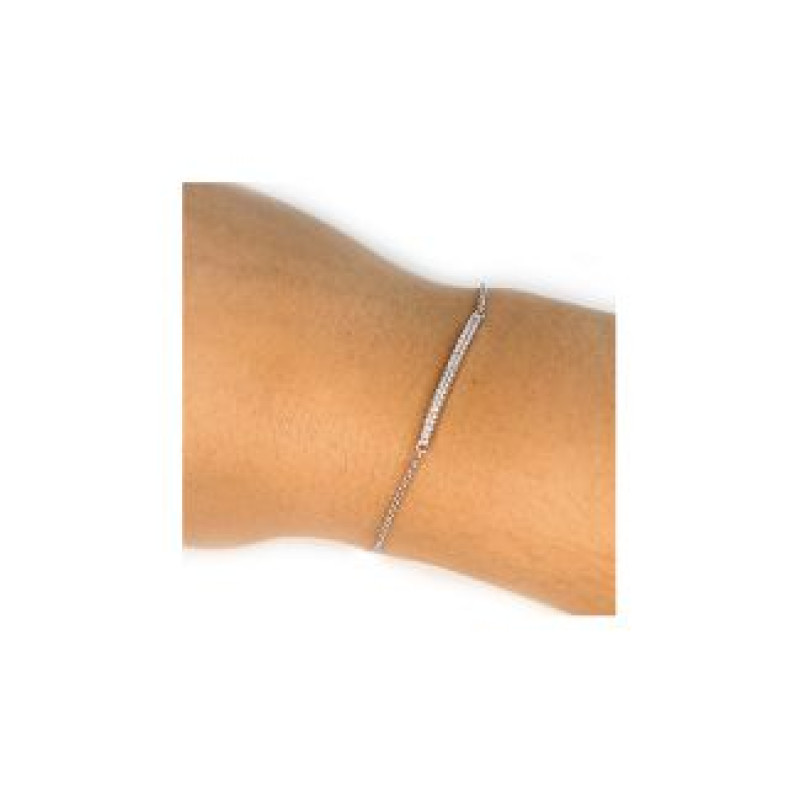 Sterling Silver Beaming Bar Bracelet with Cubic Zirconia Sterling silver beaming bar bracelet with cubic zirconia accent stones