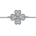 Four Leaf Heart Clover Bracelet Four leaf heart clover bracelet with round stones