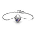 Personalised True Love's Lock Caged Bracelet Personalised padlock-style bracelet with filigree detailing and two heart-shaped stones