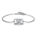 Personalised triple heart infinity bracelet with round accent stones