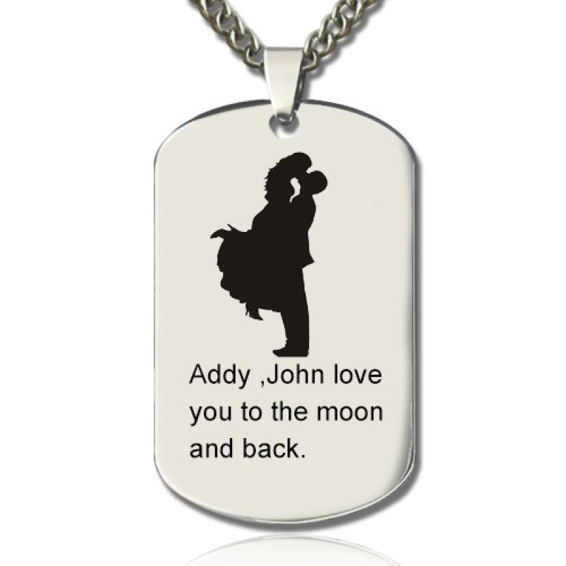 Couple Name Dog Tag Necklace Personalised couple name dog tag necklace