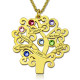 Engraved Family Tree Necklace with Birthstones Sterling Silver