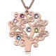 Engraved Family Tree Necklace with Birthstones Sterling Silver